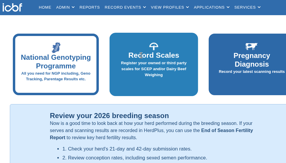Log in to ICBF HerdPlus.