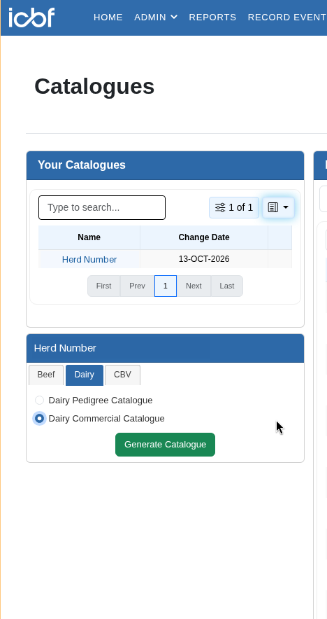 Under your herd number, pick the Dairy tab, tick Dairy Commercial Catalogue and click Generate Catalogue.